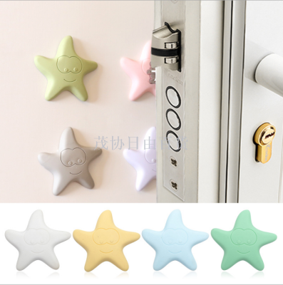 Anti-Collision Sticker Smiling Face Five-Pointed Star Silicone Thickened behind the Door Collision Pad Crash Pad Door Handle Mute Sound