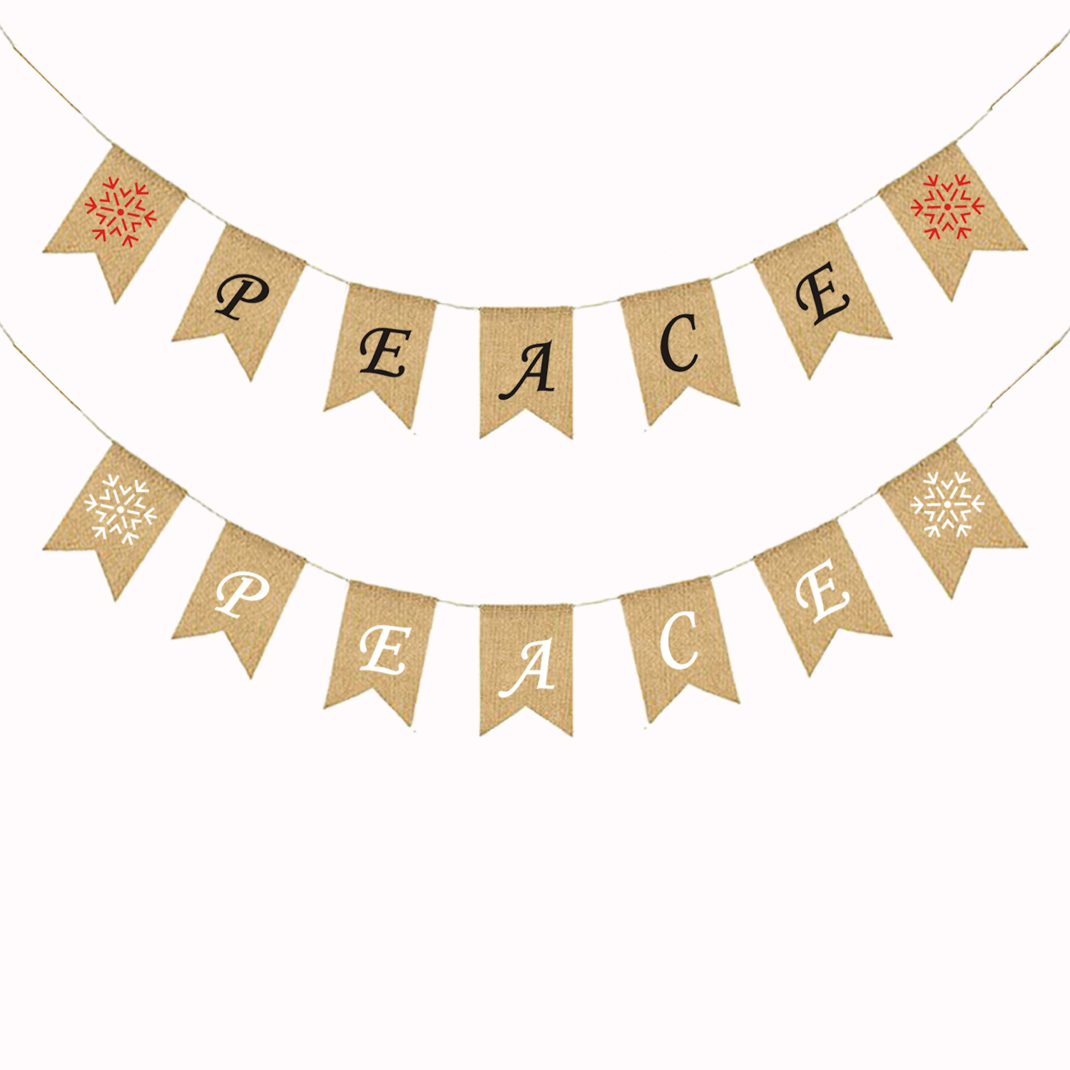 Factory Direct Sale Holiday Party Decoration Pennant Pull Flag String Flag Christmas Peace Linen Swallowtail Flag Banner