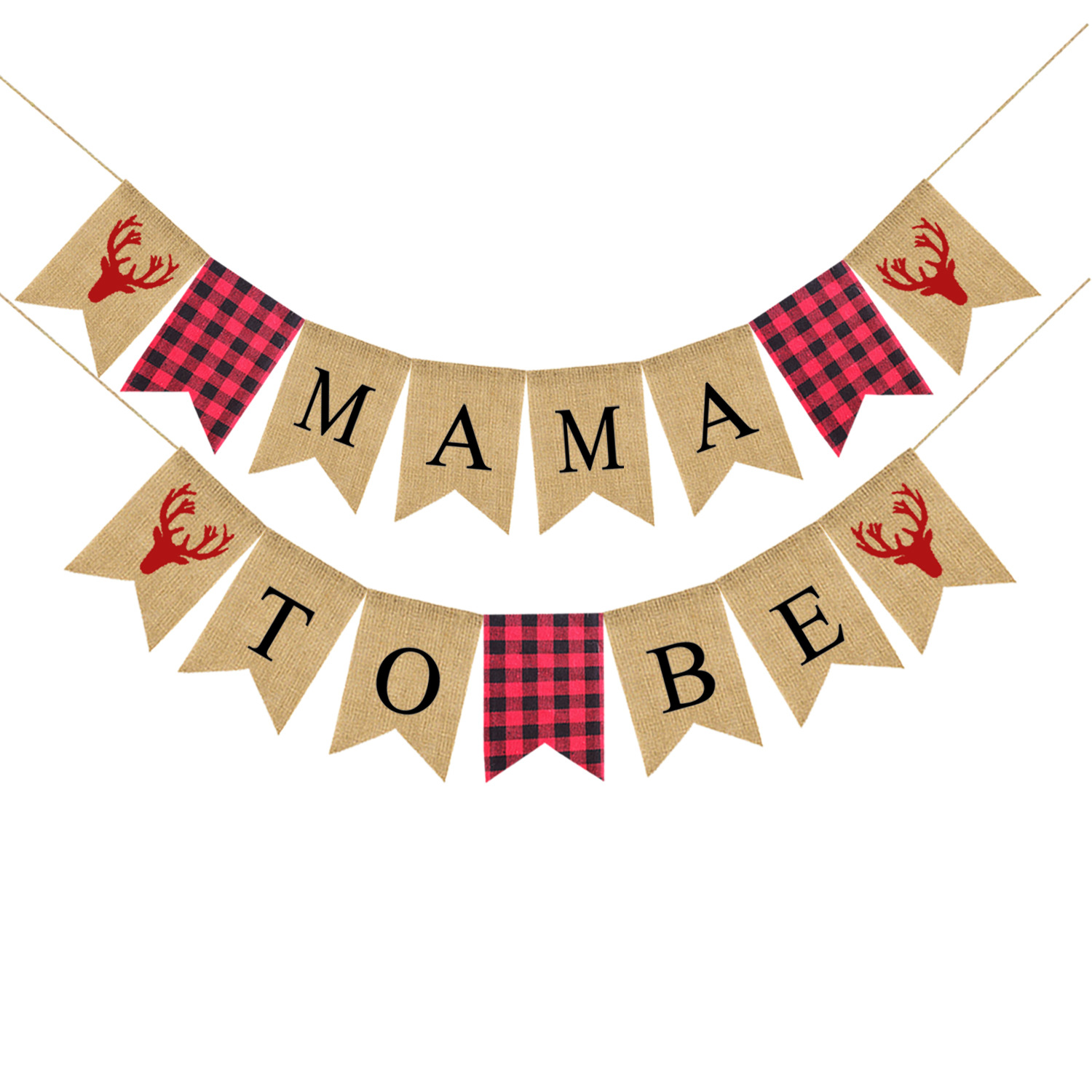 factory direct sales european and american expectant mother lumberjack party decoration pull flag mama to be burlap swallowtail flag