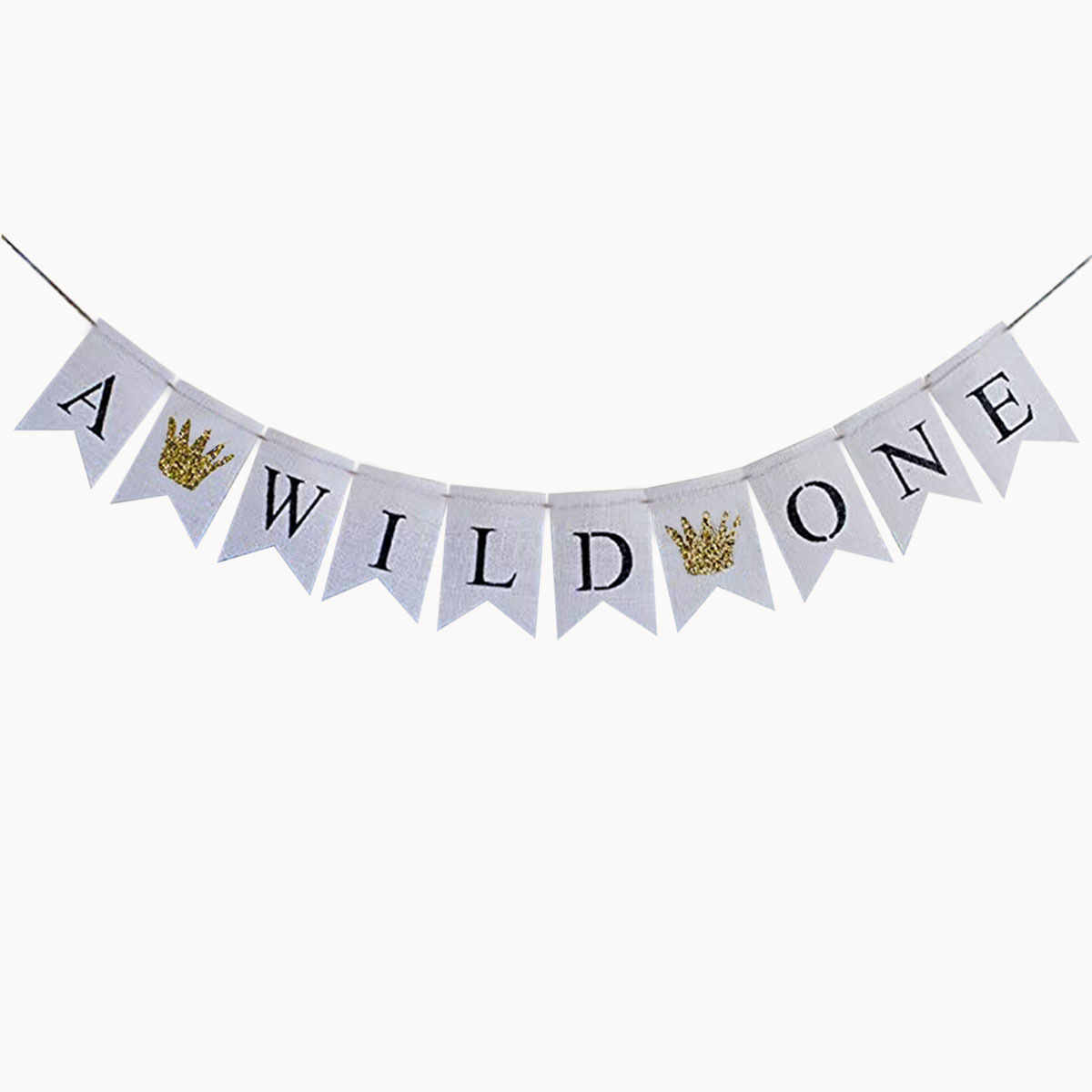 factory direct baby full-year birthday party decoration hanging flag string flags a wild one linen swallowtail flag