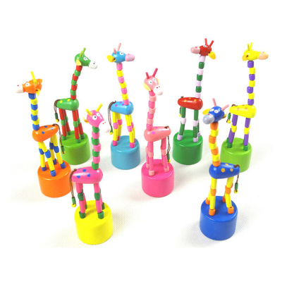 Creative Wooden Thumb Baby Toy Children's Wooden Stand Tube Dancing Giraffe Toy Swing Animal