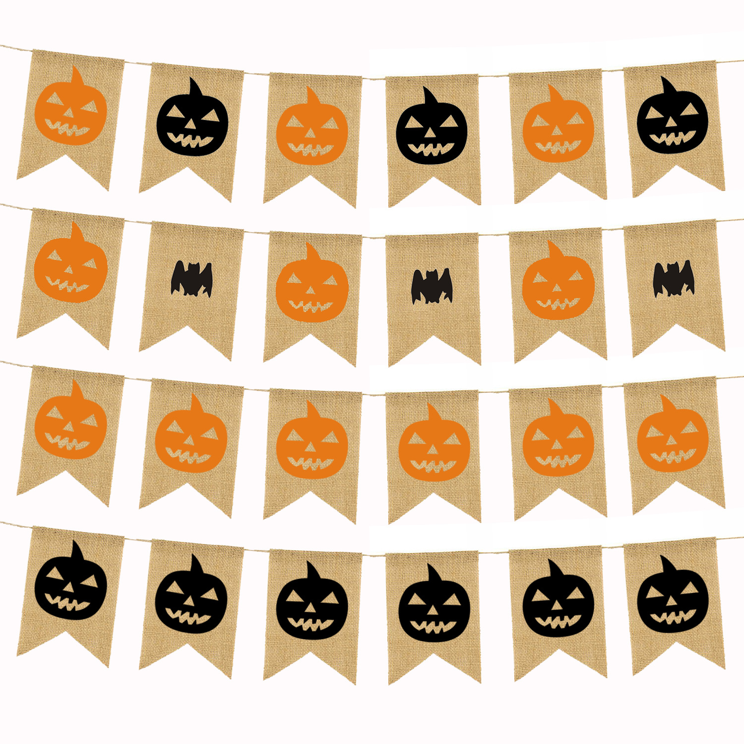 factory direct halloween party decoration banner fishtail pull flag pumpkin linen swallowtail flag