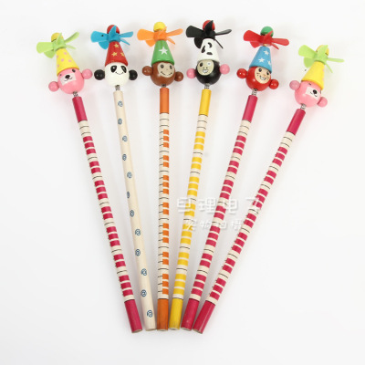Little Bee Spring Mixed Windmill Animal Pencil Wooden Novelty Primary School Student Pens for Writing Letters Student Writing Implement