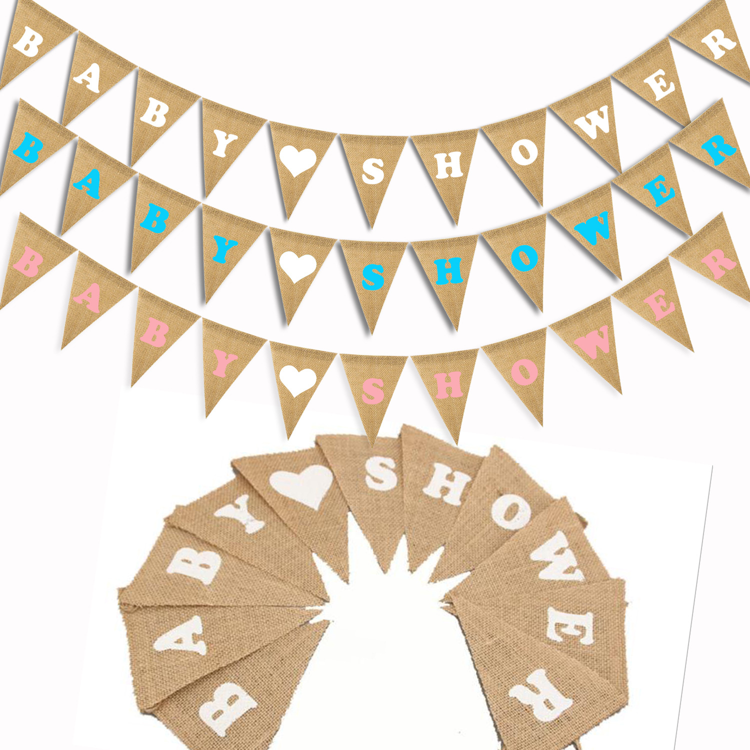 Factory Direct Sale Burlap Triangle Flag Party Decoration Pull Flag Baby Shower Burlap Flag