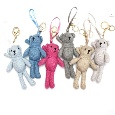 [the factory direct sales] Korean wishing rabbit plush toys linen bear key chain bag pendant gift