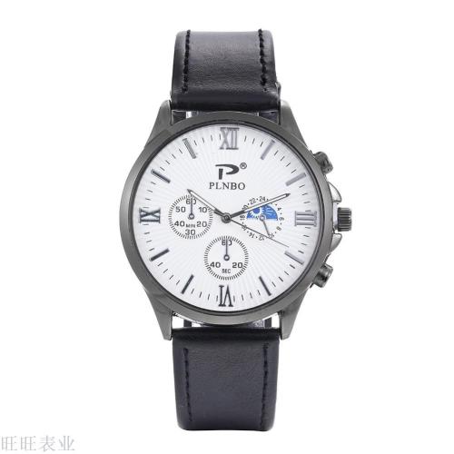 foreign trade cross-border hot-selling men‘s fashion business three-eye watch real nail leisure sports belt men‘s watch quartz watch