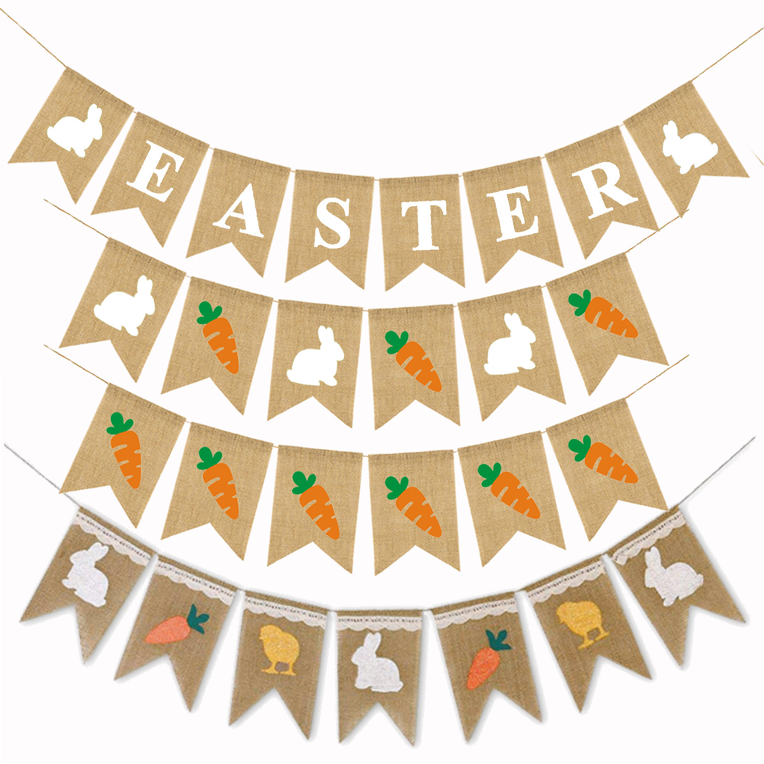 easter party decoration pennant dovetail flag radish rabbit chick easter burra flag