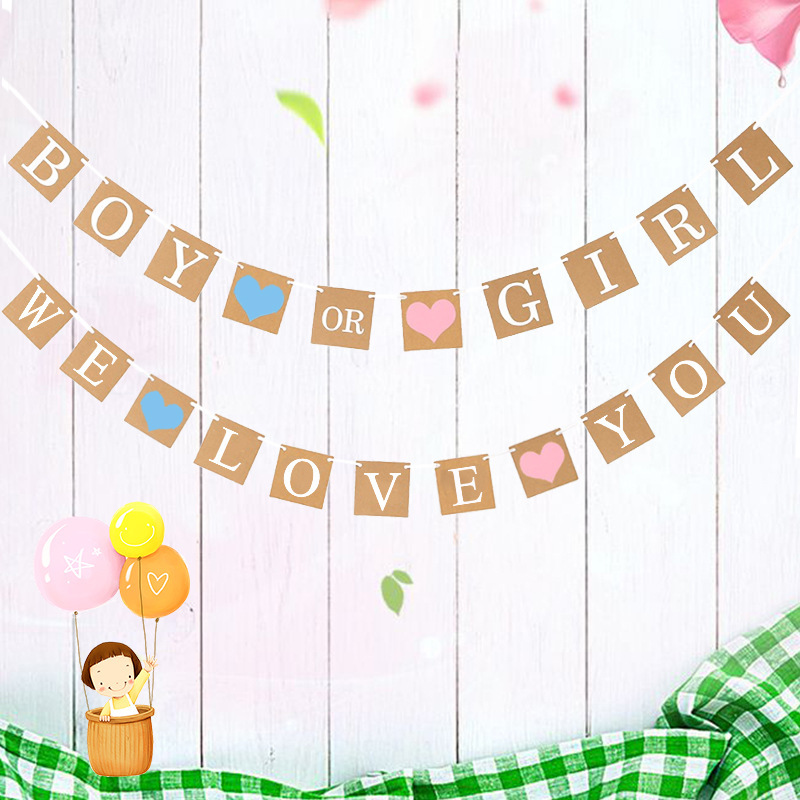 Europe and America yingyingpai Decorative Retro Pull Flag Boy Or Girl We Love You Photo Decoration Banner
