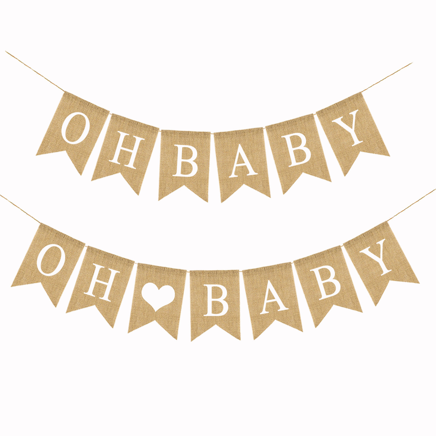 Baby Full-Year Party Festival Decoration Jute Pennant DIY Handmade Linen Hanging Flag Oh Baby Swallowtail Flag