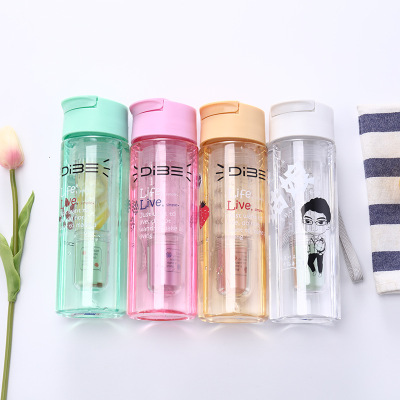 Creative Cute Literary Multi-Color Cup Water Cup Portable Student Female Transparent Glass Accompanying Tea Cup