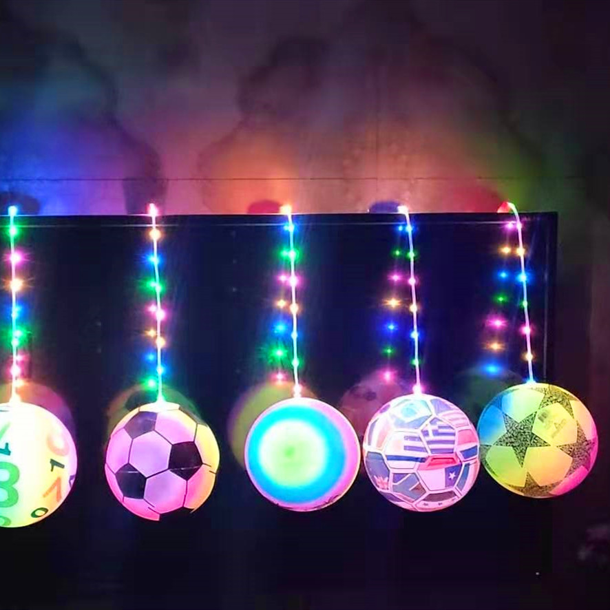 新款发光七彩波波球多用途健身玩具闪光波波球手提发光闪光玩具球
