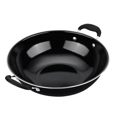 Cross-border supply enamel wok enamel uncoated wok with gas range universal two-ear enamel wok aggression