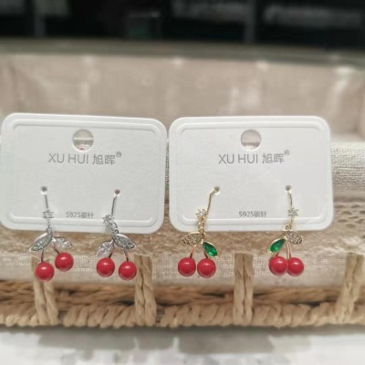 red pomegranate beads earrings warm winter jubilant female Japan and South Korea pure and fresh simple wind earrings