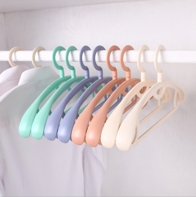 Plain coat hanger wide shoulder thick multi-function plastic coat hanger adult non-slip macaron coat hanger drying support