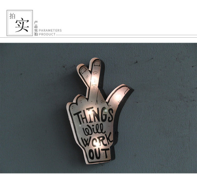 Pendant creative three-dimensional signpost hanging decoration tin painting background wall decoration
