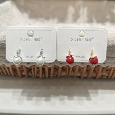 Warm winter selling red pomegranate beads stud copper plated real gold shiny zircon stud female high quality accessories