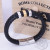 European and American style men wide bracelet wide leather braided black simple Korean fashion leather student bracelet