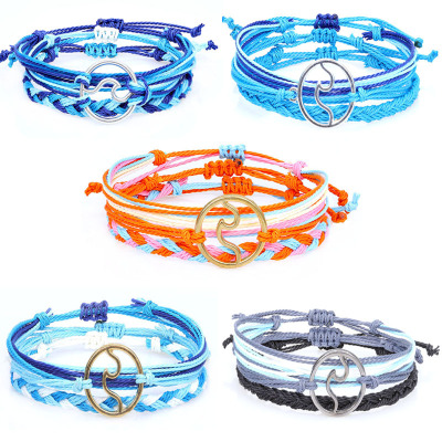 Amazon cross-border hot selling combination Bohemian style wax-thread woven wave bracelet set manufacturers wholesale