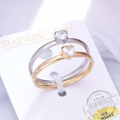 Titanium steel love couple pair of rings for female hipster fashion send girlfriend send bestie gold and silver