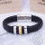 European and American style men wide bracelet wide leather braided black simple Korean fashion leather student bracelet