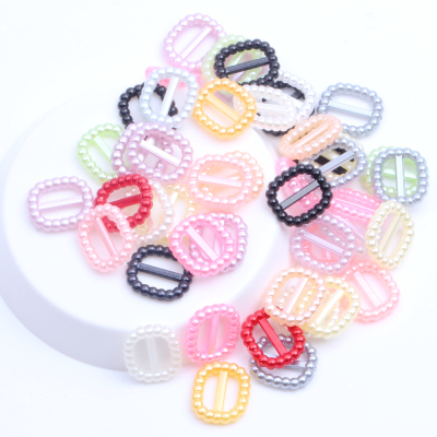 Imitation Pearls Beads Rectangle Buckle 12x10mm Sewing Button Invitation Ribbon Slider DIY Material 