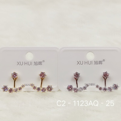 New South Korea douyin simple cool wind superior zircon refined earrings female niche silver needle earrings female