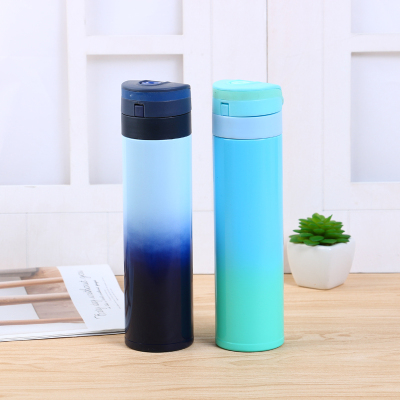 Transition Gradient Color Cup Body Design Vacuum Insulation Cup Plastic Cup Portable Belt Lid Men and Women Water Cup Drinking Cup