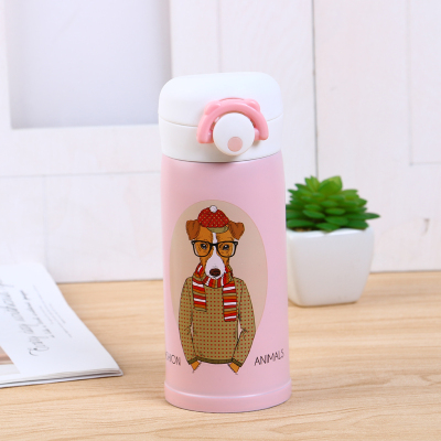 Colorful cartoon design decoration hot shot stainless steel thermos GMBH cup for primary and secondary school students portable kettle