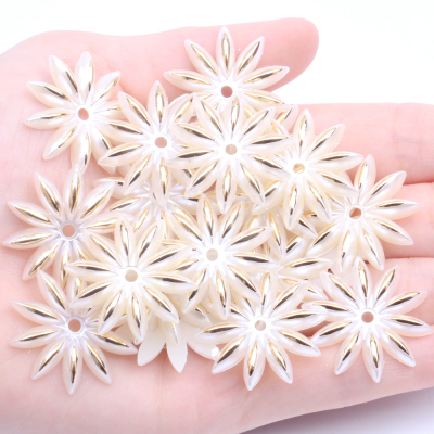Imitation Pearls Beads ABS Flatback 26mm Ten Petal Flowers Craft Art Scrap Booking High Luster Good Quantity Craft Art