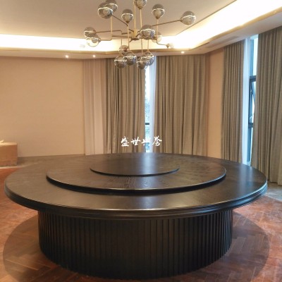 five-star hotel furniture custom club new Chinese solid wood electric dining table hotel room dining tables and chairs