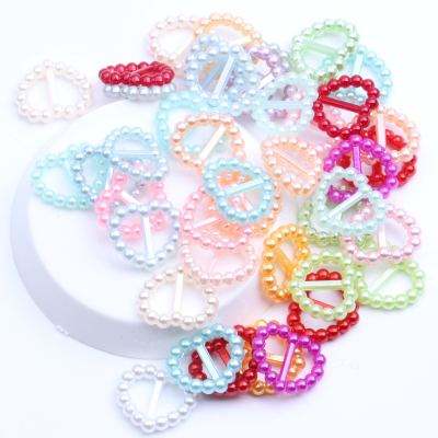 Imitation Pearls Beads Heart-shaped 17x14mm Sewing Button Invitation Ribbon Slider DIY Material