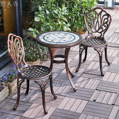 Balcony table and chair 3 sets small tea table set cast aluminum outdoor garden courtyard open air leisure combination