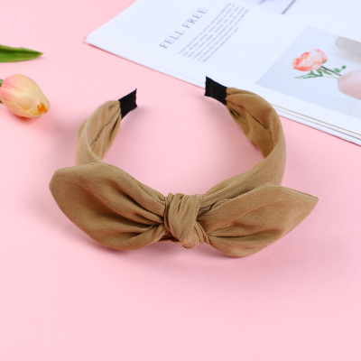 Pure Color Fresh Fashion European and American Style Pattern Decorative Hair Accessories Headband Wide Brim Sweet Fabric Knotted Hair Fixer Headband
