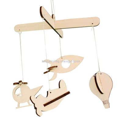 Wooden airplane, helicopter, veneer pendant, Christmas decoration, pendant, veneer wind chimes