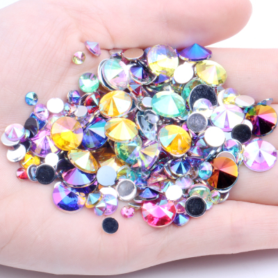 Acrylic Rhinestones Flatback Pointed 10000pcs 5mm AB Colors Machine Cut Glue On Beads For Nails Art Phone Cases