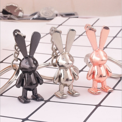 Rabbit Pendant Metal Car Key Chain Creative Key Ring Female Korean Cute Cartoon Ins Celebrity Inspired Small Gift