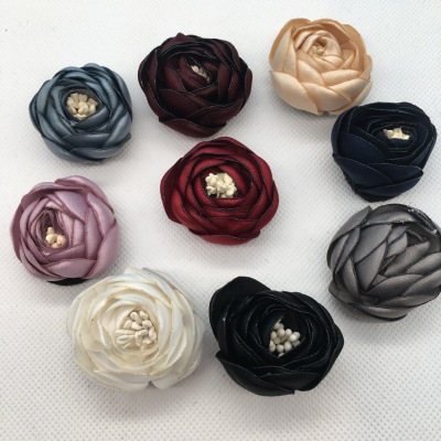 Wholesale Korean Style Headdress Piping Rose Camellia Buds 4cm Exquisite Baked Edge Roll Flower Handmade Camellia Accessories