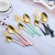 Cross border 1010 stainless steel steak knife, fork and spoon, gold plated + spray made four - piece gift tableware, knife, fork and spoon set
