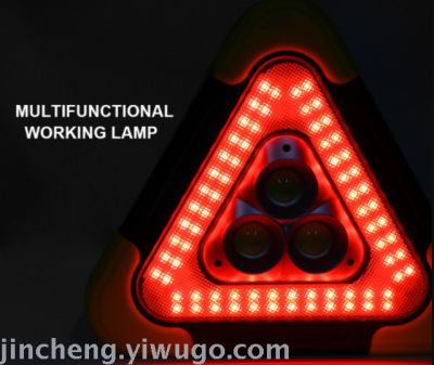 Solar Triangle Traffic Warning Light USB Charging Cob Flood Light Can Charge Mobile Phone Multifunctional Camping Light