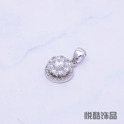 Sterling silver zircon round necklace female Korean fashion pigeon egg single diamond pendant