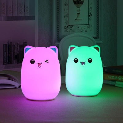 Colorful Cute Bear Silicone Night Lamp USB Rechargeable Desk Lamp Led Creative Bedroom Cartoon Decompression Night Light Gift