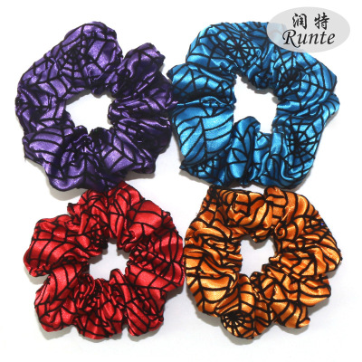 Fashion, creative Halloween hair accessories new striped cloth art chiffon large intestine dovetail ring ladies wholesale flower