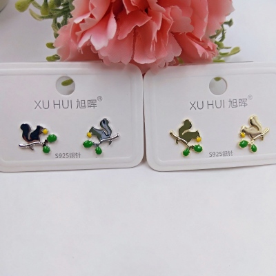S925 silver needle squirrel earring copper plated real gold earring simple fashion high quality accessories