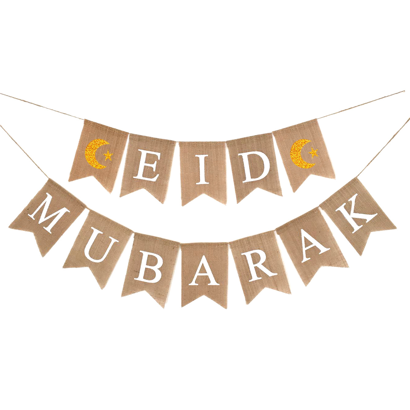festival supplies muslim decoration garland hanging flag eid mubarak linen swallowtail flag