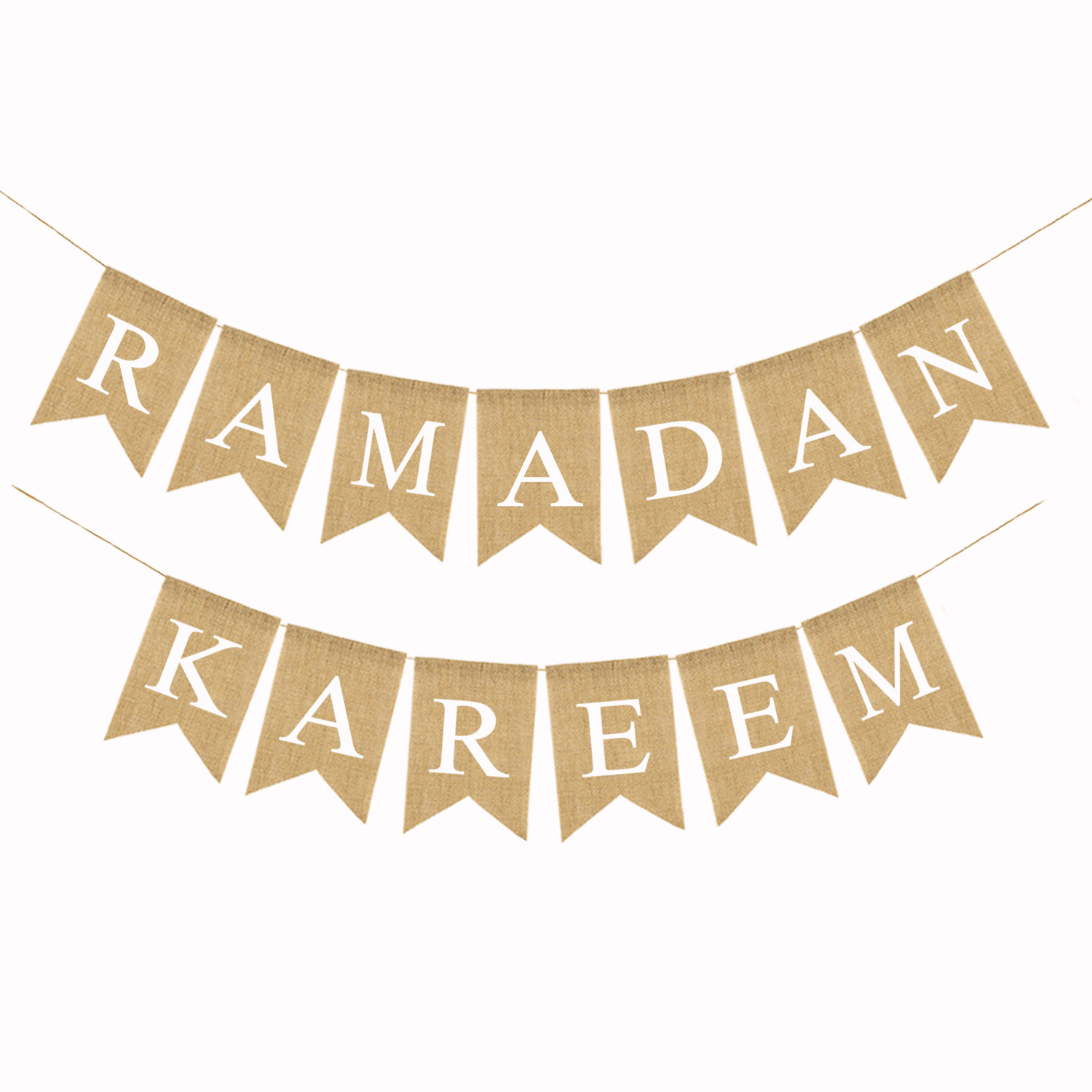 holiday supplies muslim decoration garland hanging flag ramadan kareem burlap swallowtail flag
