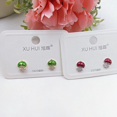S925 silver needle jellyfish earring copper plated genuine gold set 4A zircon simple fashion high quality accessories
