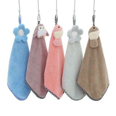 Animal towel coral pile thickened edge kitchen towel decoration