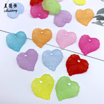 15 mm acrylic loose beads accessories of autumn color hanging hole joker leaves diy hair ornaments earrings matching beads