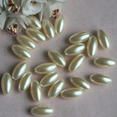 Factory Direct Sales 8*17mm Rice Beads Abs Straight Hole Imitation Pearl Beige DIY Beaded Jewelry Accessories Material