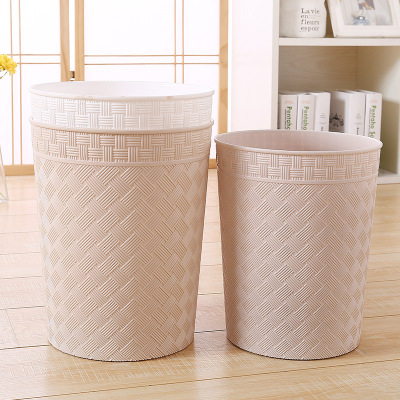 Rattan style living room plastic trash bin office wastebasket kitchen garbage bucket household garbage can